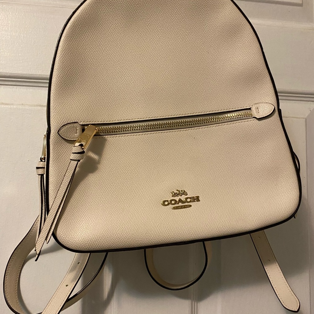 Coach Cream Leather Backpack with Gold Accents